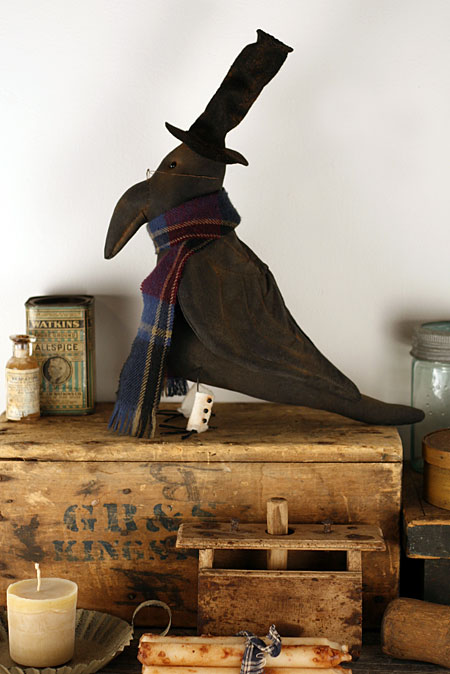 primitive folk art crow doll