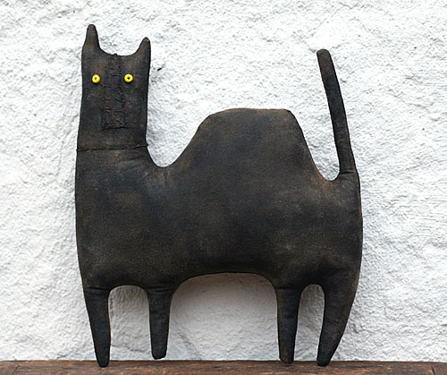 extreme primitive black cat doll