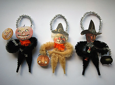 chenille Halloween folk art ornaments