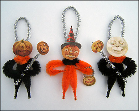 chenille Halloween folk art ornaments