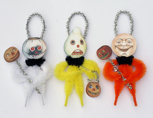 vintage style chenille Halloween ornaments