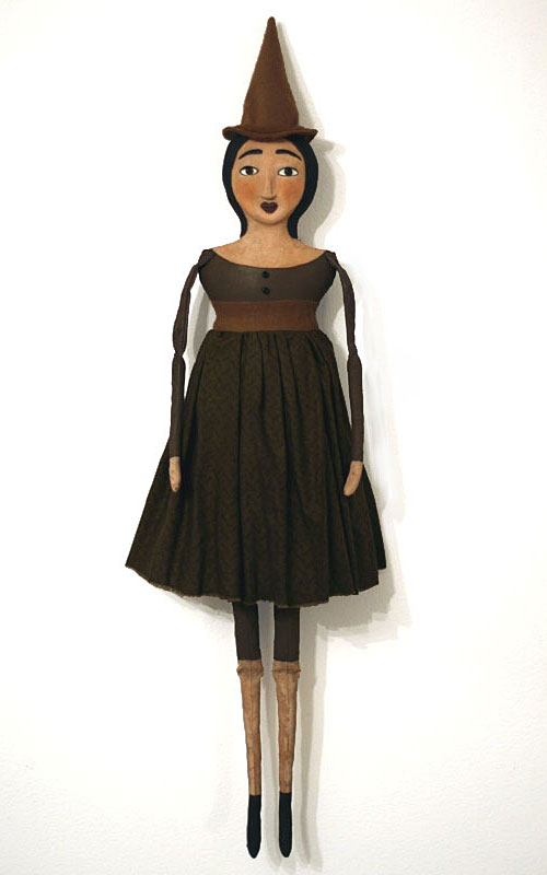 primitive folk art cloth and clay doll