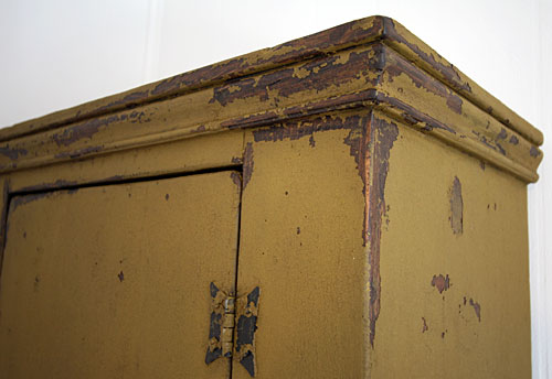 primitive mustard cupboard