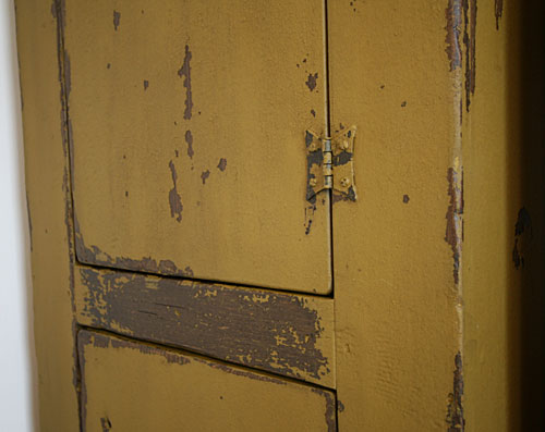 primitive mustard cupboard