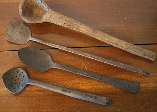 primitive antique spoon collection
