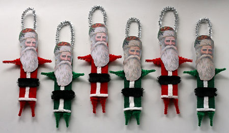 Victorian style Santa ornaments