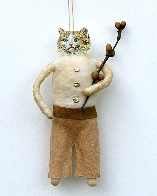 spun cotton cat ornament