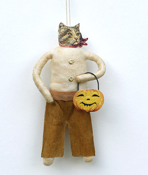 spun cotton cat ornament