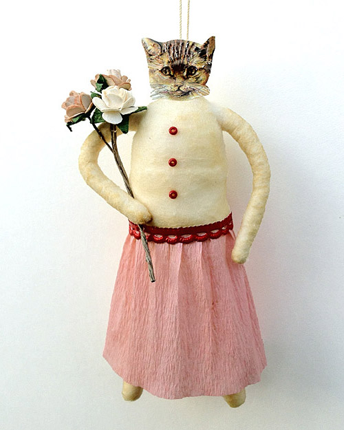 spun cotton cat ornament
