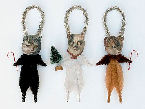 Christmas Cats Chenille Ornaments