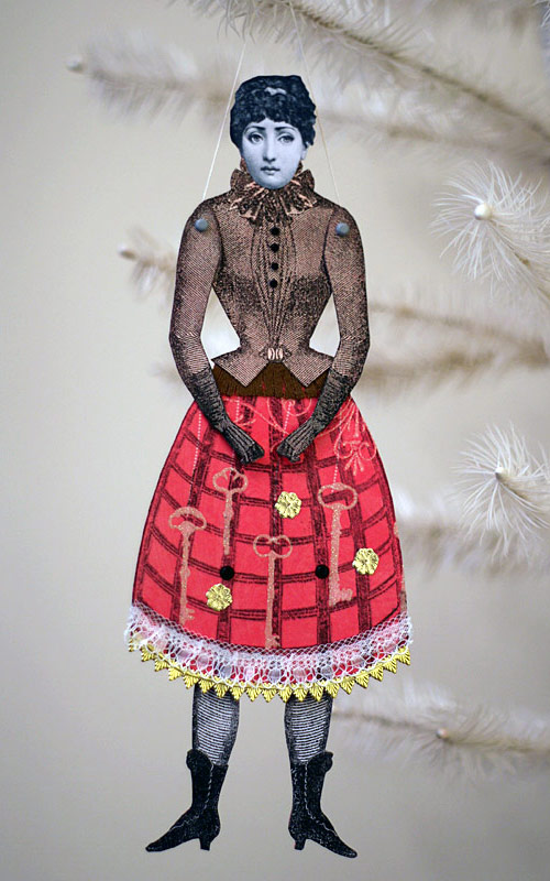 Victorian style altered paper art doll