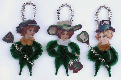 vintage style chenille St. Patrick's Day ornaments