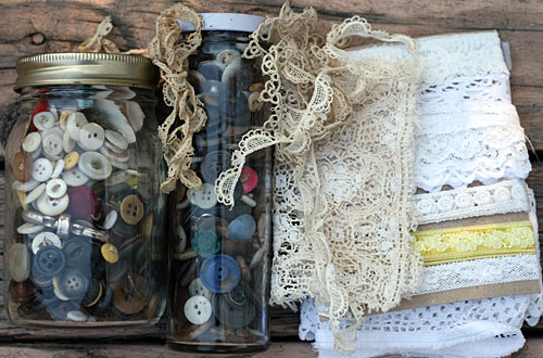 antique buttons and lace