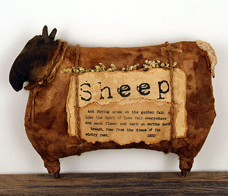 coffee stained primitive sheep