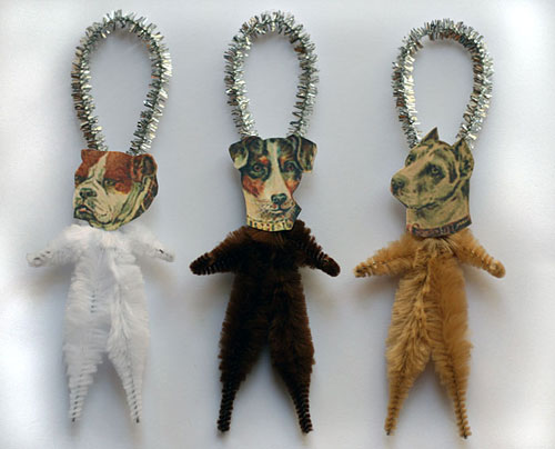 chenille dog ornaments for Christmas or everyday decorating