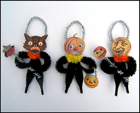 chenille Halloween folk art ornaments