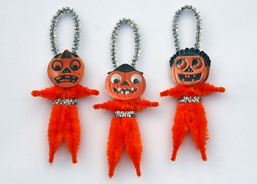 Halloween folk art chenille ornaments