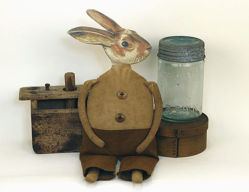 Horatio Hopkins, a handmade primitive folk art rabbit doll