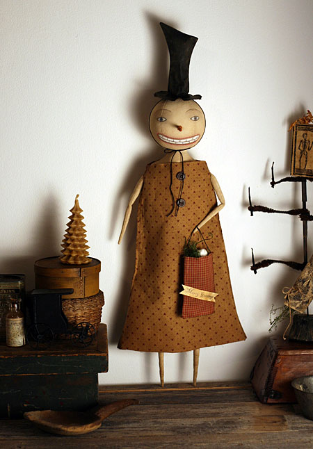 primitive snowman art doll