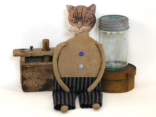Roderick Cattingham, a handmade primitive folk art cat doll