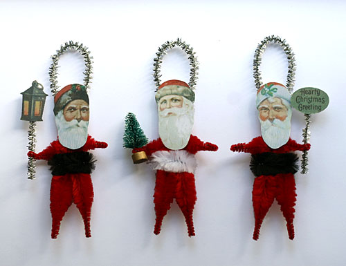 chenille Christmas folk art ornaments