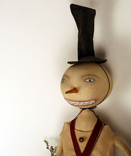 primitive folk art snowman doll