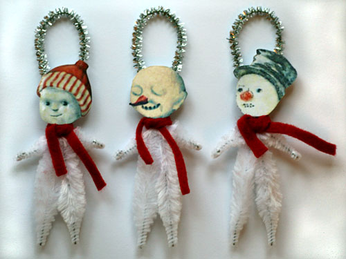 chenille snowman ornaments for Christmas