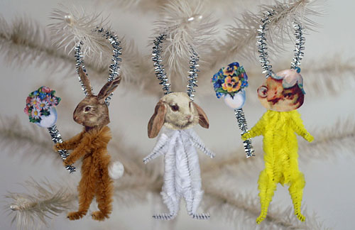 bunny and chick ornaments for Easter and spring