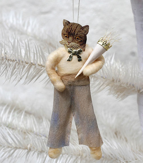 Spun Cotton Cat Ornament spun cotton ornament