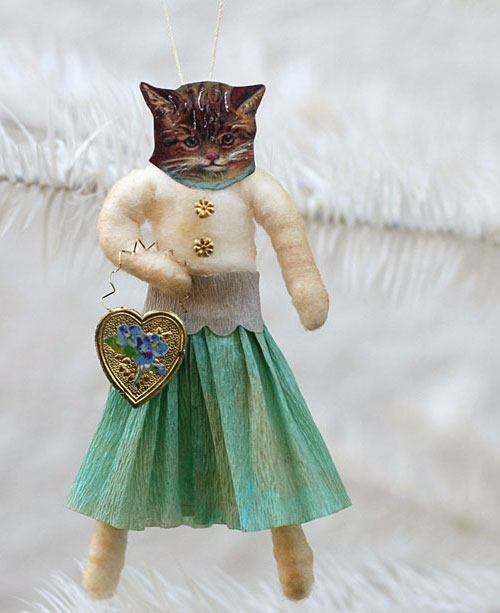 Spun Cotton Cat Ornament spun cotton ornament