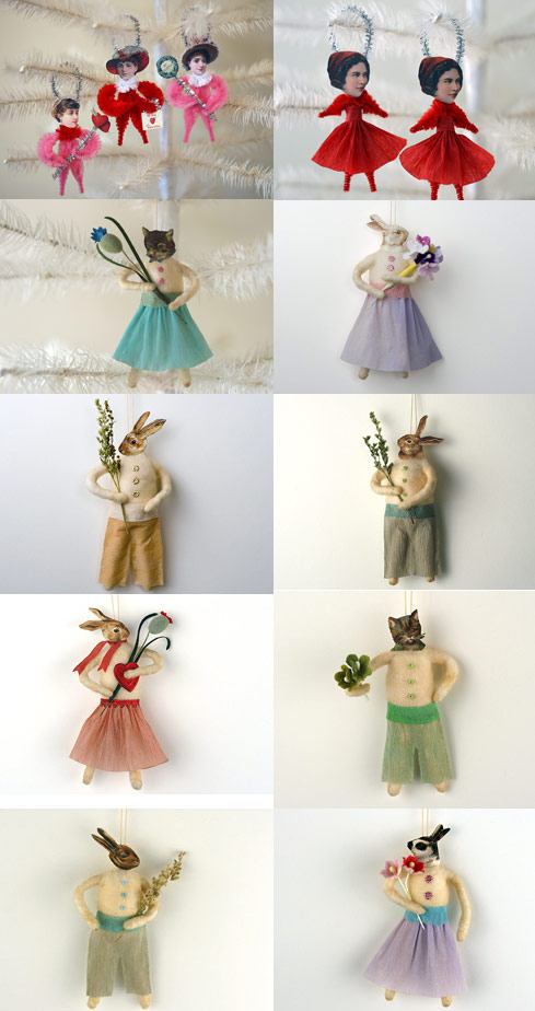original spun cotton ornaments by Stephanie Baker