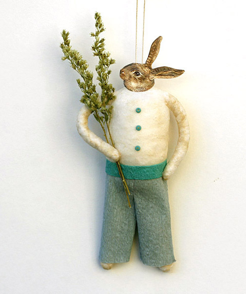 bunny rabbit spun cotton ornament