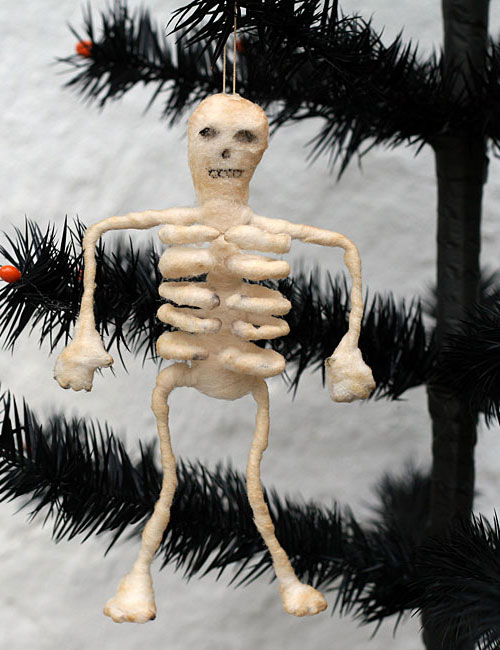 spun cotton skeleton Halloween ornament