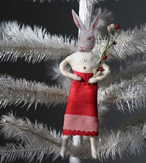 spun cotton rabbit ornament