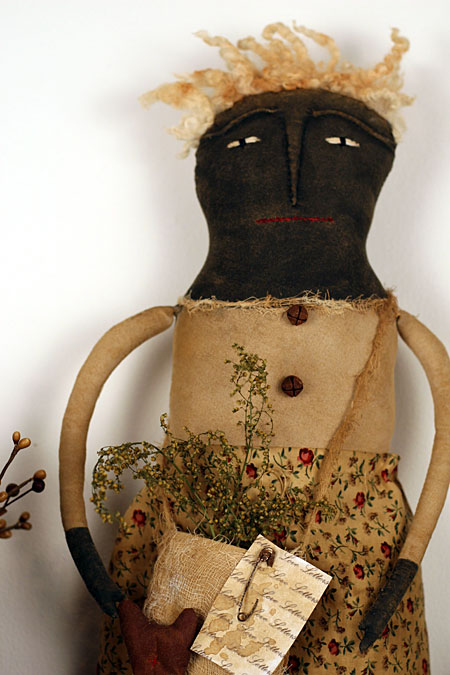 primitive Valentine's Day folk art doll