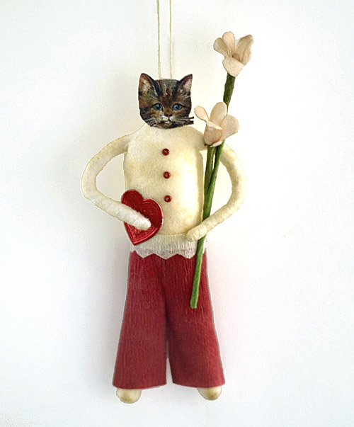 spun cotton cat ornament