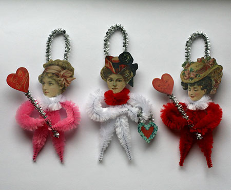 Victorian style Valentine's Day ornaments