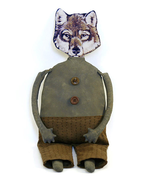 Wilfred Wolfinger, a handmade primitive folk art wolf doll
